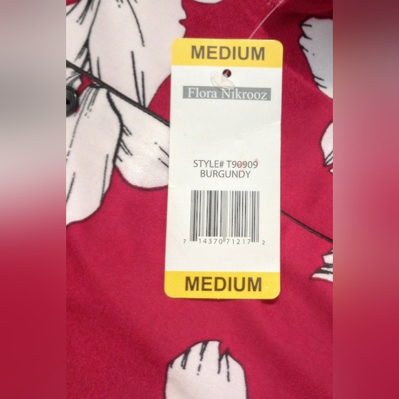 NWT Women's Flora Nikrooz two piece pajama lounge set, burgundy floral, medium - Picture 7 of 8